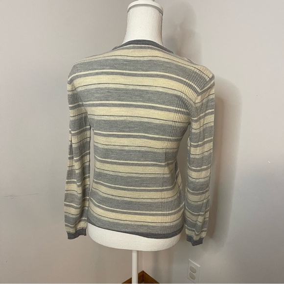 Calvin Klein 100% merino wool long sleeve crewneck striped sweater - Picture 3 of 6